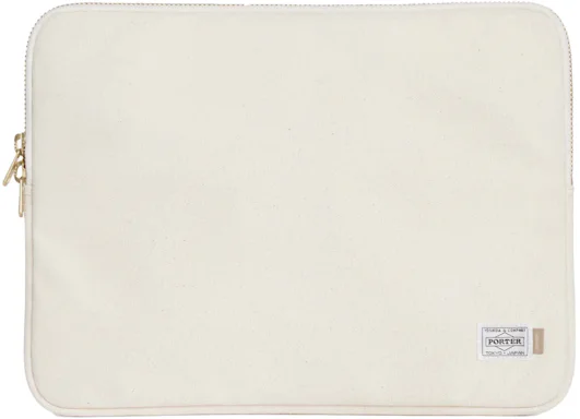Porter x JJJJound Laptop Case Off-White in Cotton/Calfskin Leather with