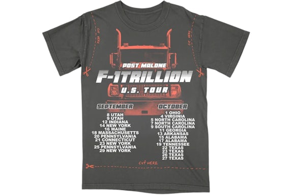 Post Malone F-1 Trillion Diy Cut Out Tee Charcoal
