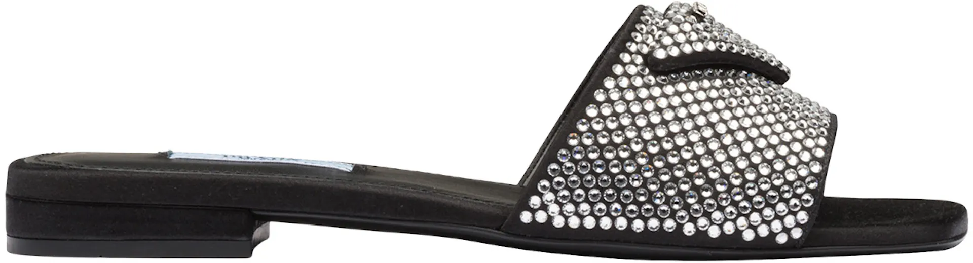 Prada 10mm Crystal Slides Black Satin - 1XX608_2AWL_F0T7O_F_010 - CN