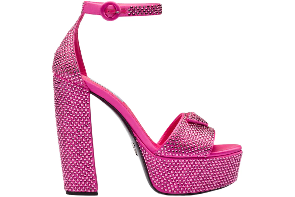 Prada 135mm Crystal Platform Sandals Begonia Pink Satin