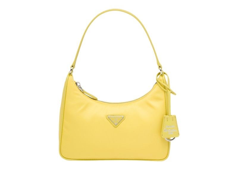 Prada 2005 Mini Sac Yellow in Re Nylon with Silver tone JP