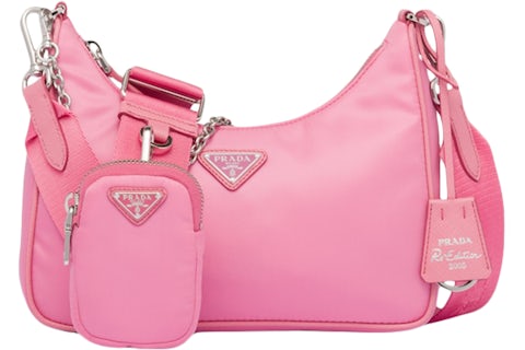 Prada 2005 Shoulder Bag Begonia Pink in Re-Nylon with Silver-tone US