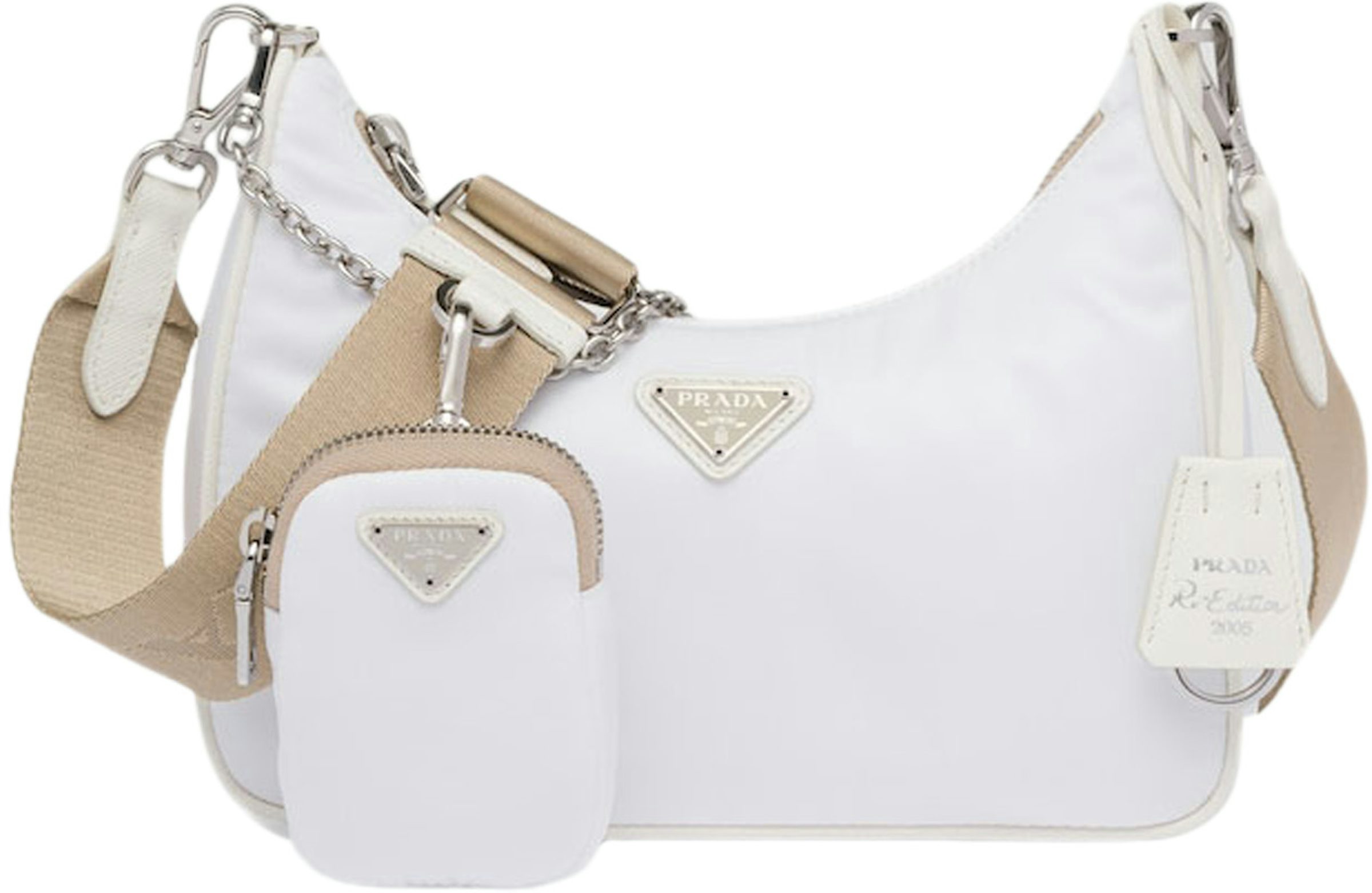 Prada 2005 Shoulder Bag White in Re-Nylon with Silver-tone - US