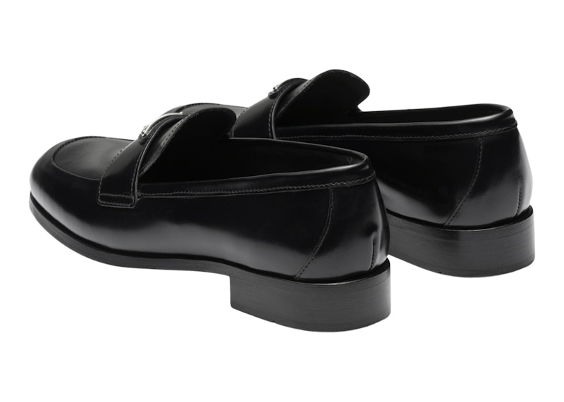 Prada 25mm Penny Loafer Black Brushed Leather