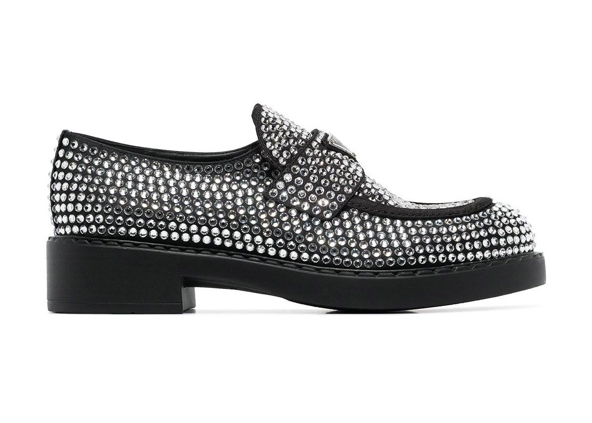 Prada Chocolate 35mm Crystal Loafer Black Satin Men's