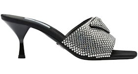 Prada 65mm Crystal Heeled Sandals Black Satin