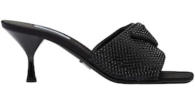 Prada 65mm Heeled Sandals Black Crystal Satin
