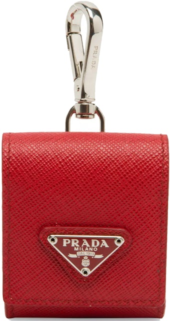 Prada AirPods Case Leather Red in Leather with Silver-tone - US