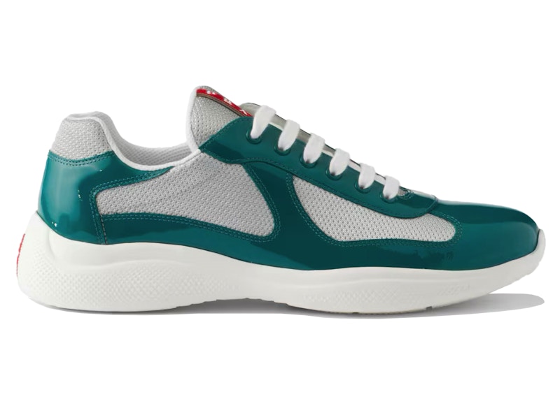 Pre-owned Prada Men's America's Cup Sneakers In Lagoon Blue/silver In Multi