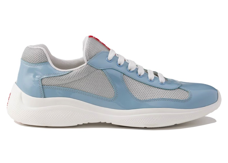 Pre-owned Prada Men's America's Cup Sneakers In Silver/celeste In Multi