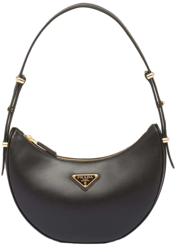 Black Arqué leather shoulder bag, Prada