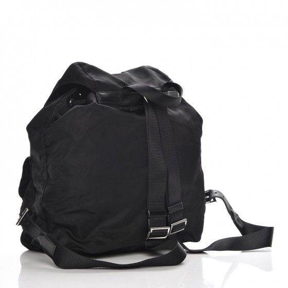 Prada Vela Backpack Nero Black in Nylon with Silver Tone US