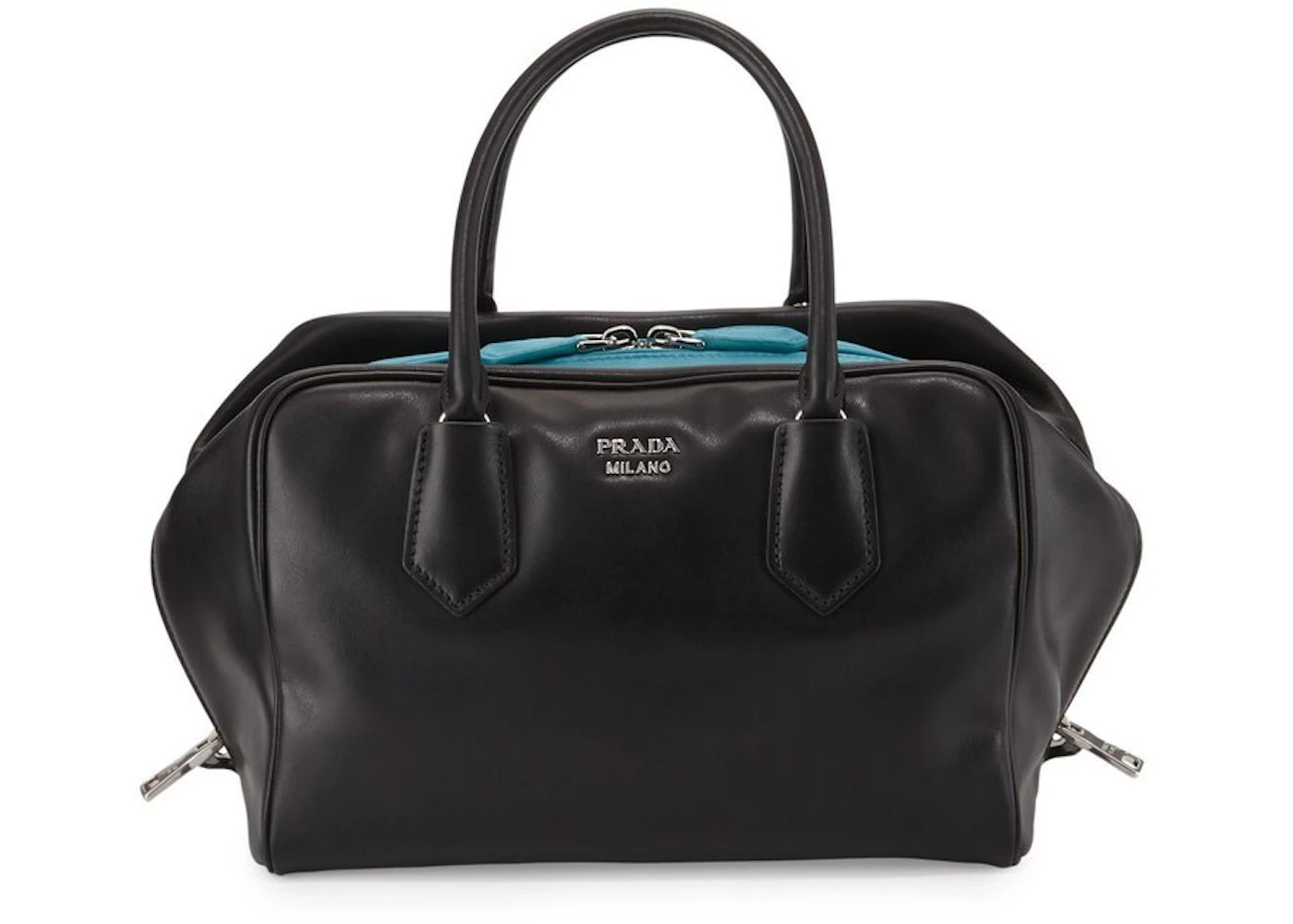omhyggelig Vædde couscous Prada Bauletto Handbag Black in Leather with Silver-tone - US