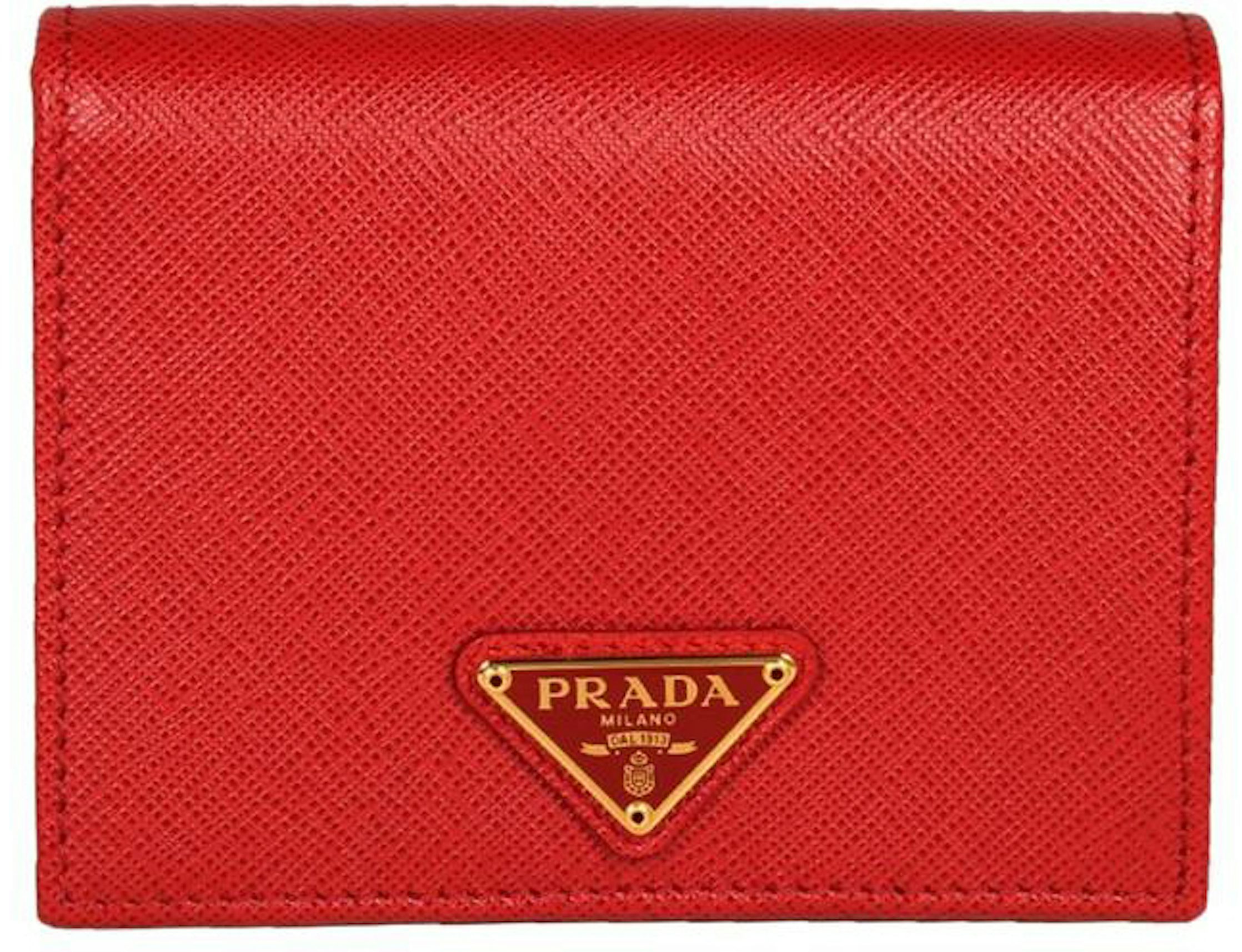 Prada Men's Saffiano Cuir Billfold Wallet - Black/red for Men