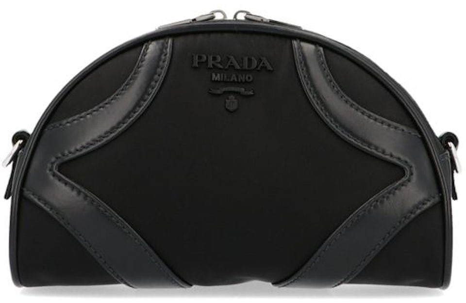 Prada Bowling Cross Body Bag Black in Nylon/Leather with Silver