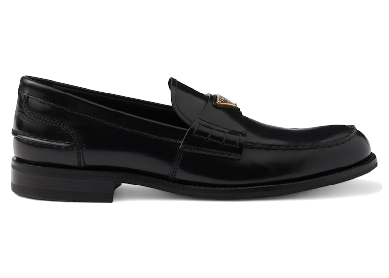 Prada Brushed Leather Loafers Black Gold - 2DB223_055_F0002