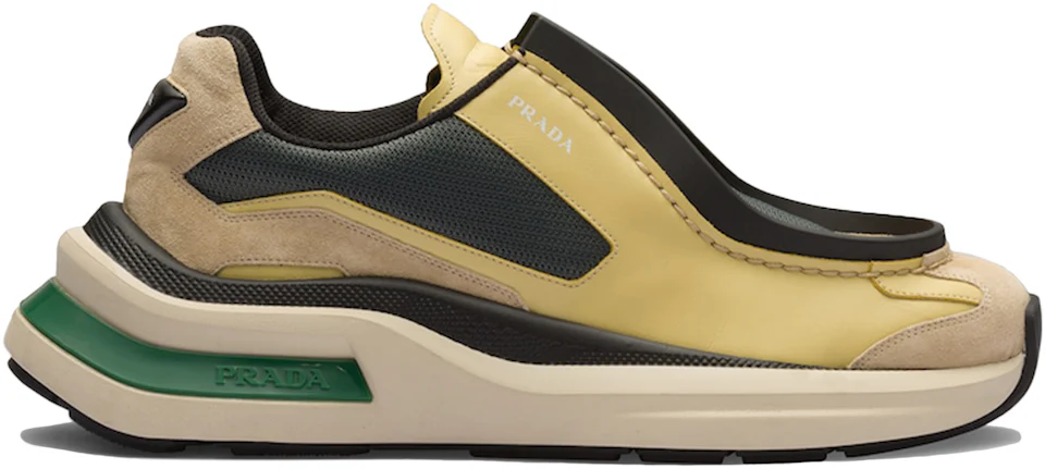 Prada Brushed Leather Sneakers Bike Fabric Suede Vanilla Anthracite ...