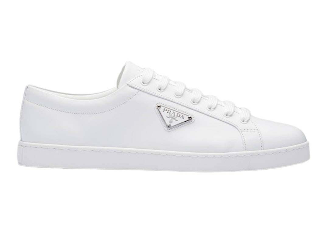 Pre-owned Prada Brushed Sneakers Leather White White In White/white