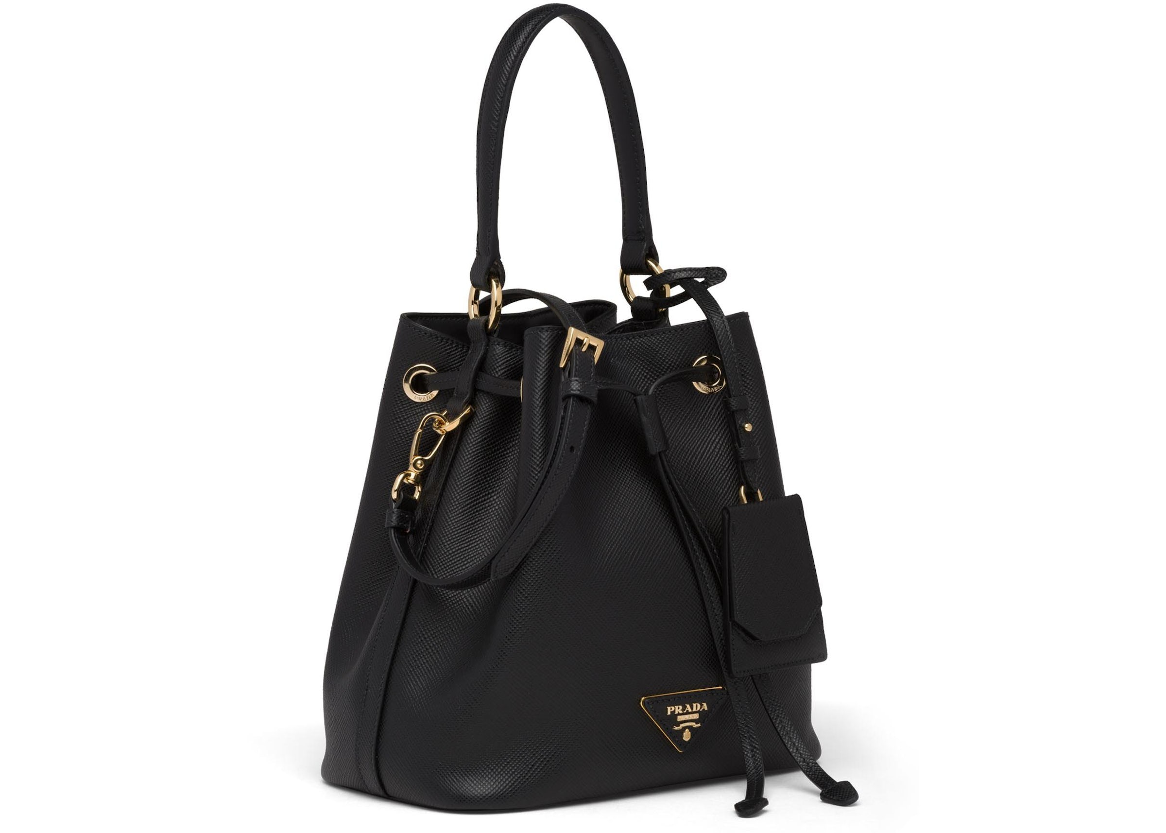 Prada Bucket Bag Saffiano Leather Gold-tone Black in Saffiano