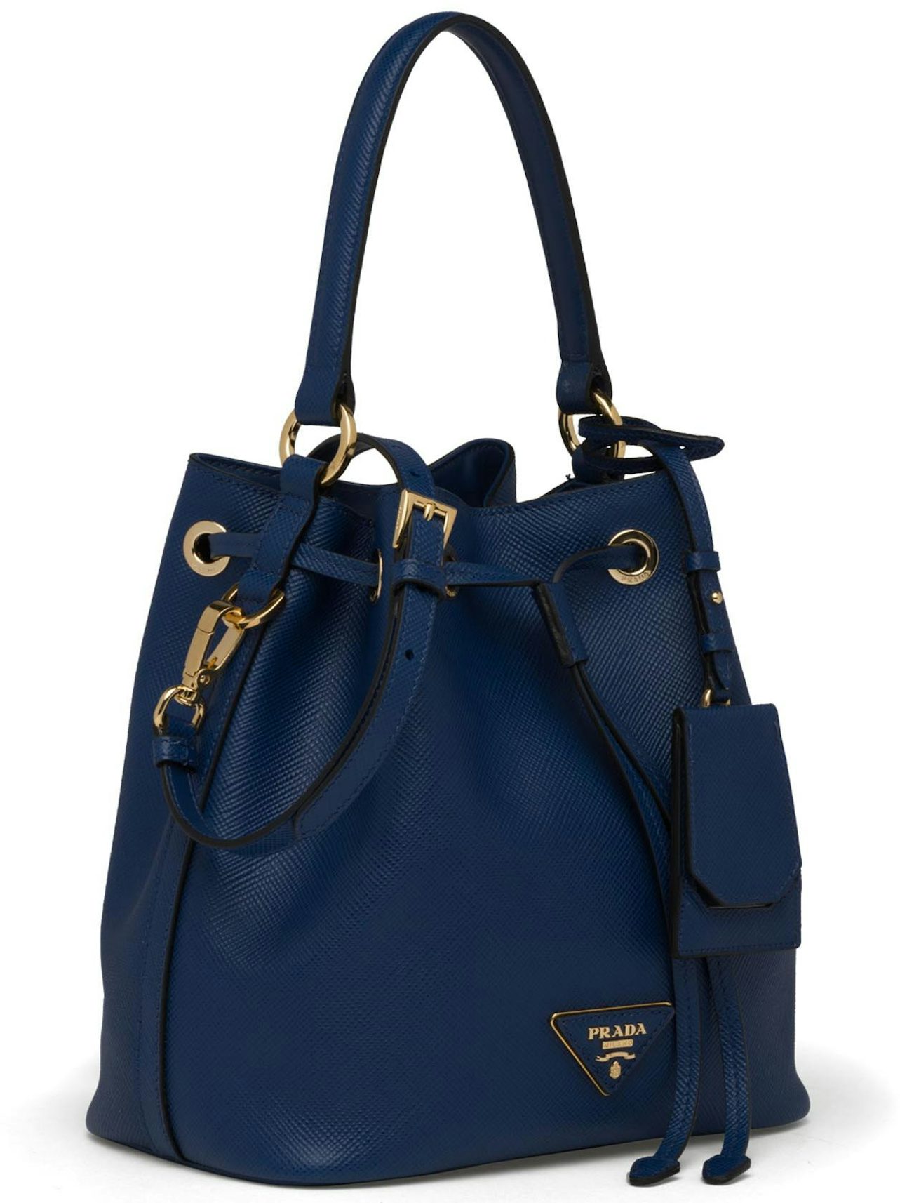 Blue Pattina Saffiano Leather Cross Body Bag