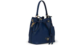 Prada Bucket Bag Saffiano Leather Gold-tone Blue