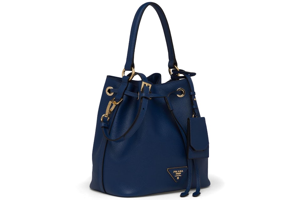 Prada Bucket Bag Saffiano Leather Gold-tone Blue in Saffiano Leather with  Gold-tone - US