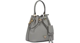 Prada Bucket Bag Saffiano Leather Gold-tone Gray