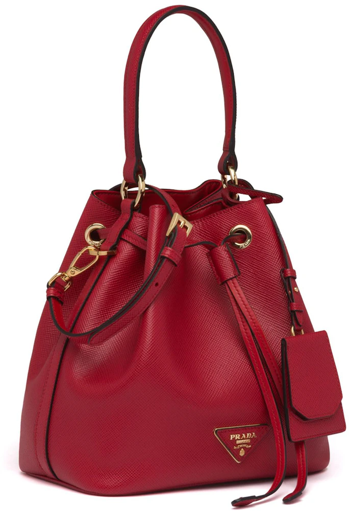 Prada Bucket Bag Saffiano Leather Gold-tone Red in Saffiano Leather with  Gold-tone - US