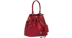 Prada Bucket Bag Saffiano Leather Gold-tone Red