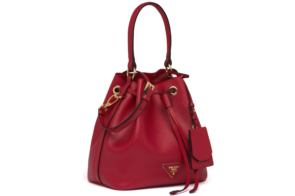 Prada Bucket Bag Saffiano Leather Gold-tone Red