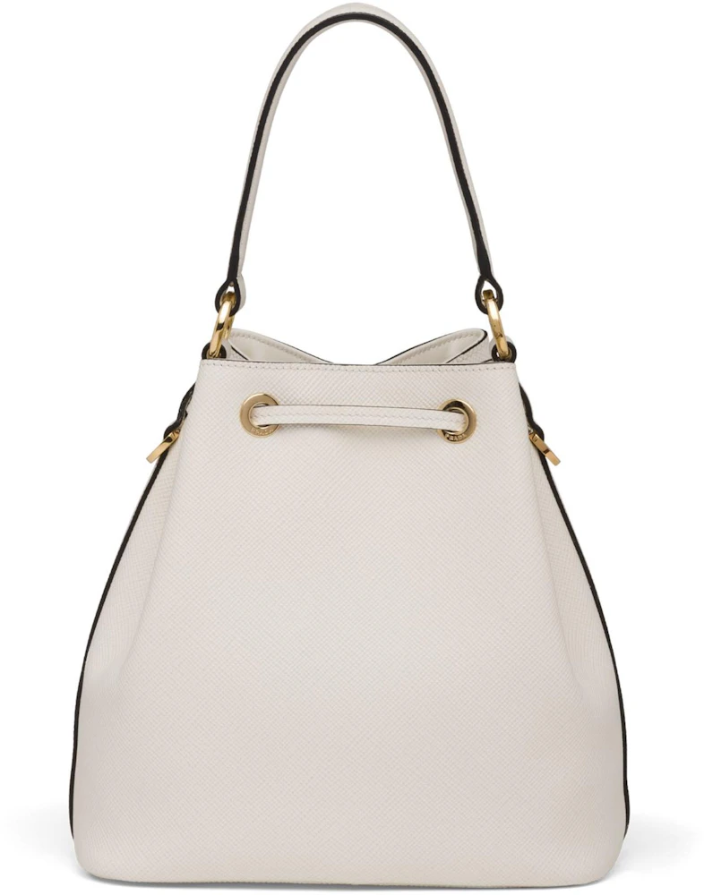 Prada Bucket Bag Saffiano Leather Gold-tone White in Saffiano Leather ...
