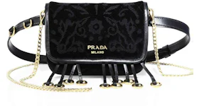 Prada Cahier Belt Bag Embroidered Velvet Black