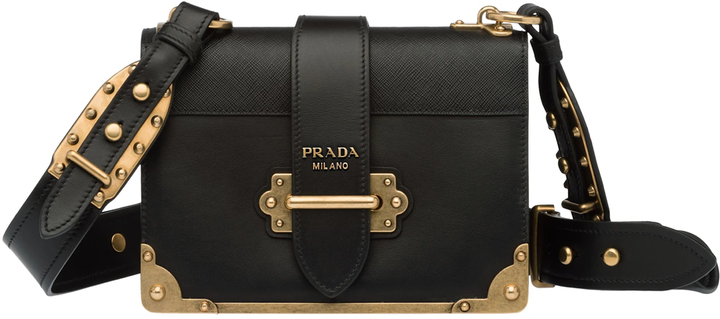 Prada Cahier Belt Bag Black in Calfskin with Bronze-tone - US