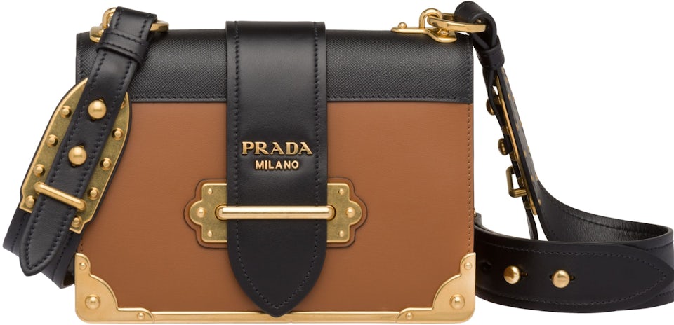 Prada Cahier Leather Black and White Shoulder Bag in 2023