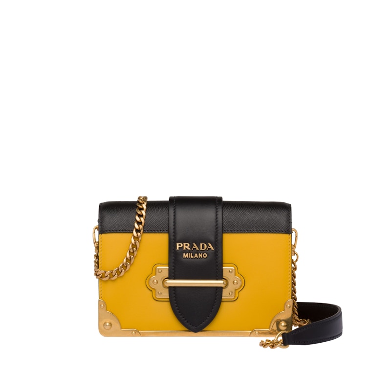 Prada Cahier Chain Yellow in Calfskin with Gold tone GB