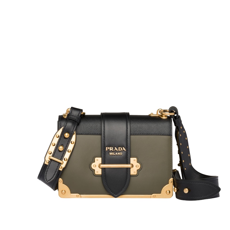 Prada Cahier Green in Calfskin with Gold tone US