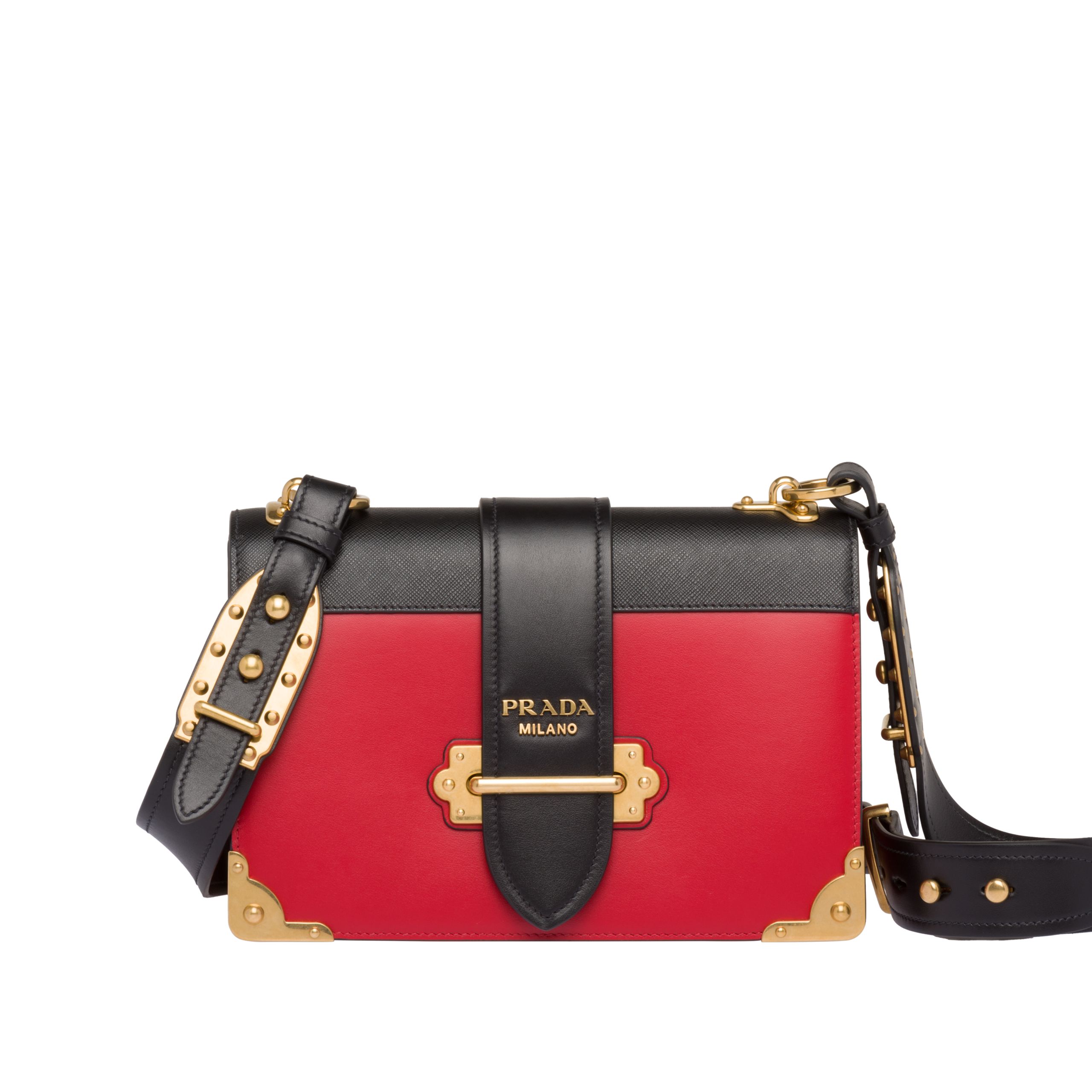 Prada Cahier Large Red in Calfskin with Gold tone US