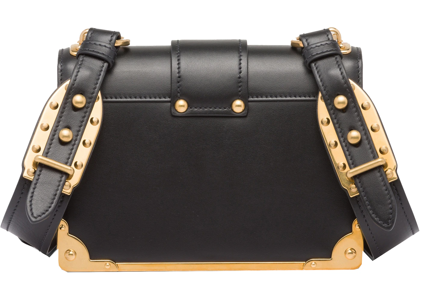 Prada Cahier Leather Bag Black in Leather with Gold-tone - US