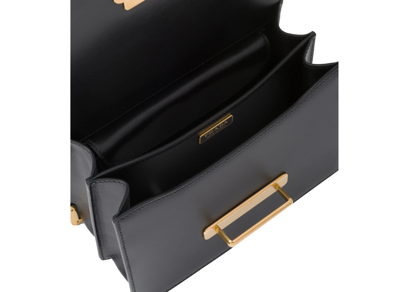 Prada Cahier Leather Bag Black in Leather with Gold-tone - US