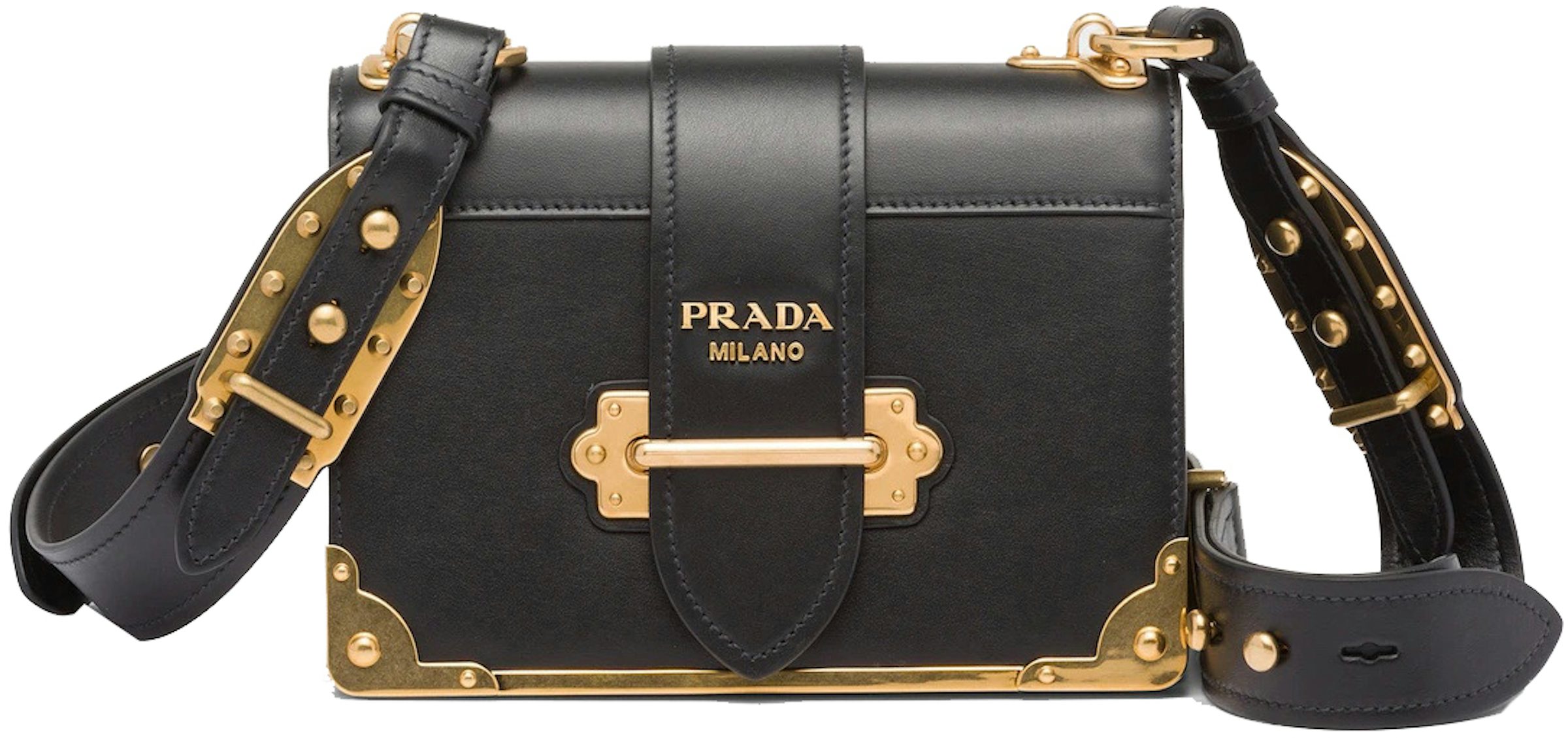 Prada - Cahier Leather Shoulder Bag - Black