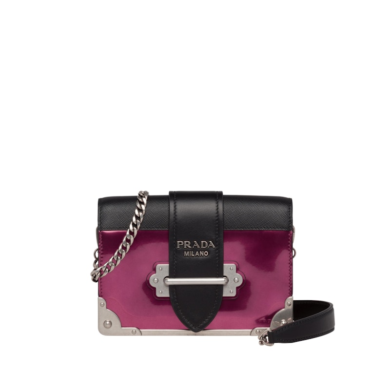 Prada Cahier Metallic Chain Pink in Calfskin with Silver tone JP