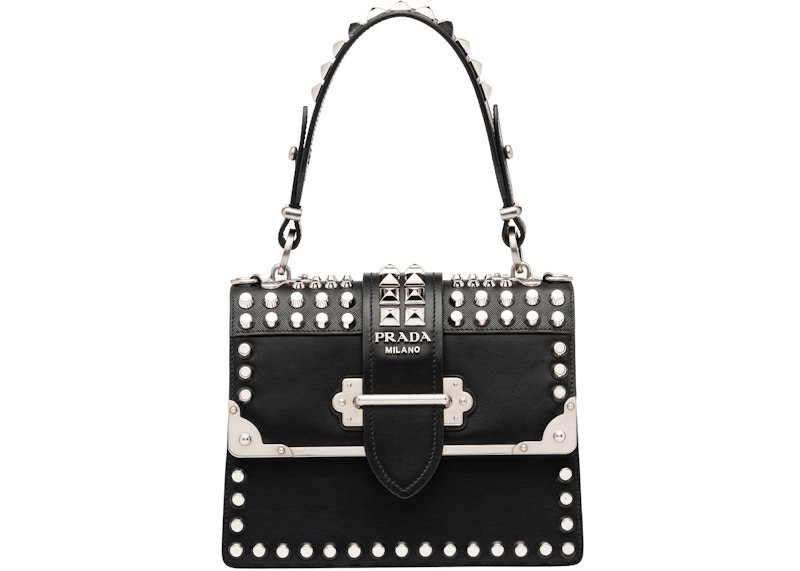 Prada Cahier Studded Black in Calfskin with Silver tone JP