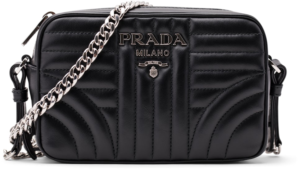 Prada Camera Shoulder Quilted Leather Black in Leather with Silver-tone - US