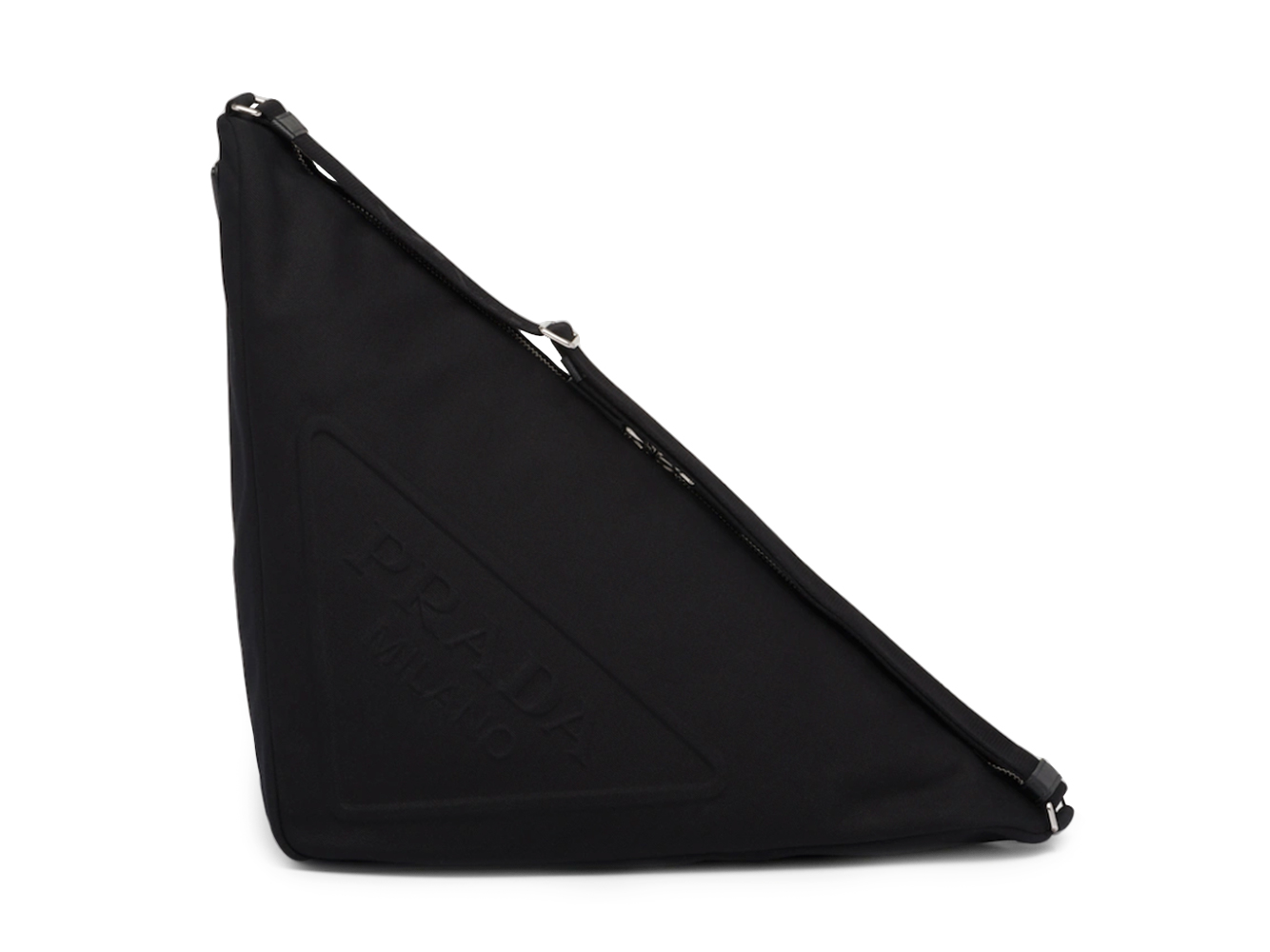 Prada Canvas Triangle Bag Black in Fabric with Silver tone JP