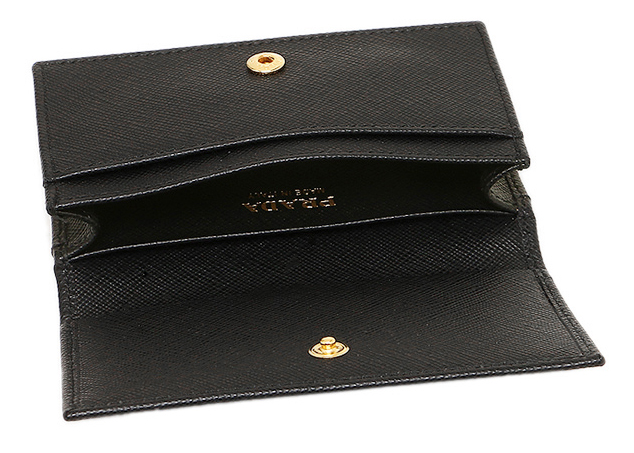 Prada Card Case Saffiano Leather Nero in Saffiano Leather with 