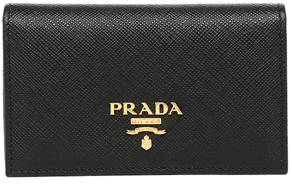 Prada Pouch Case Toiletry Saffiano Nero Black in Leather with Brass - US