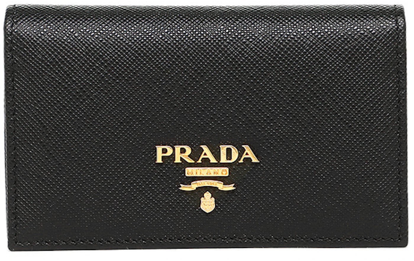 Prada Card Case Saffiano Leather Nero in Saffiano Leather with Gold ...