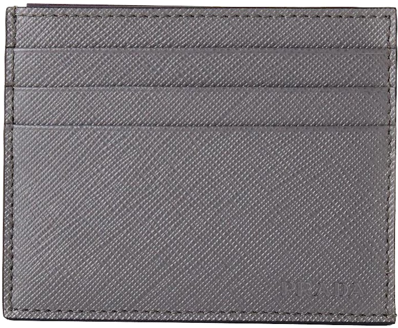 Prada Saffiano-leather Bi-fold Wallet - Grey