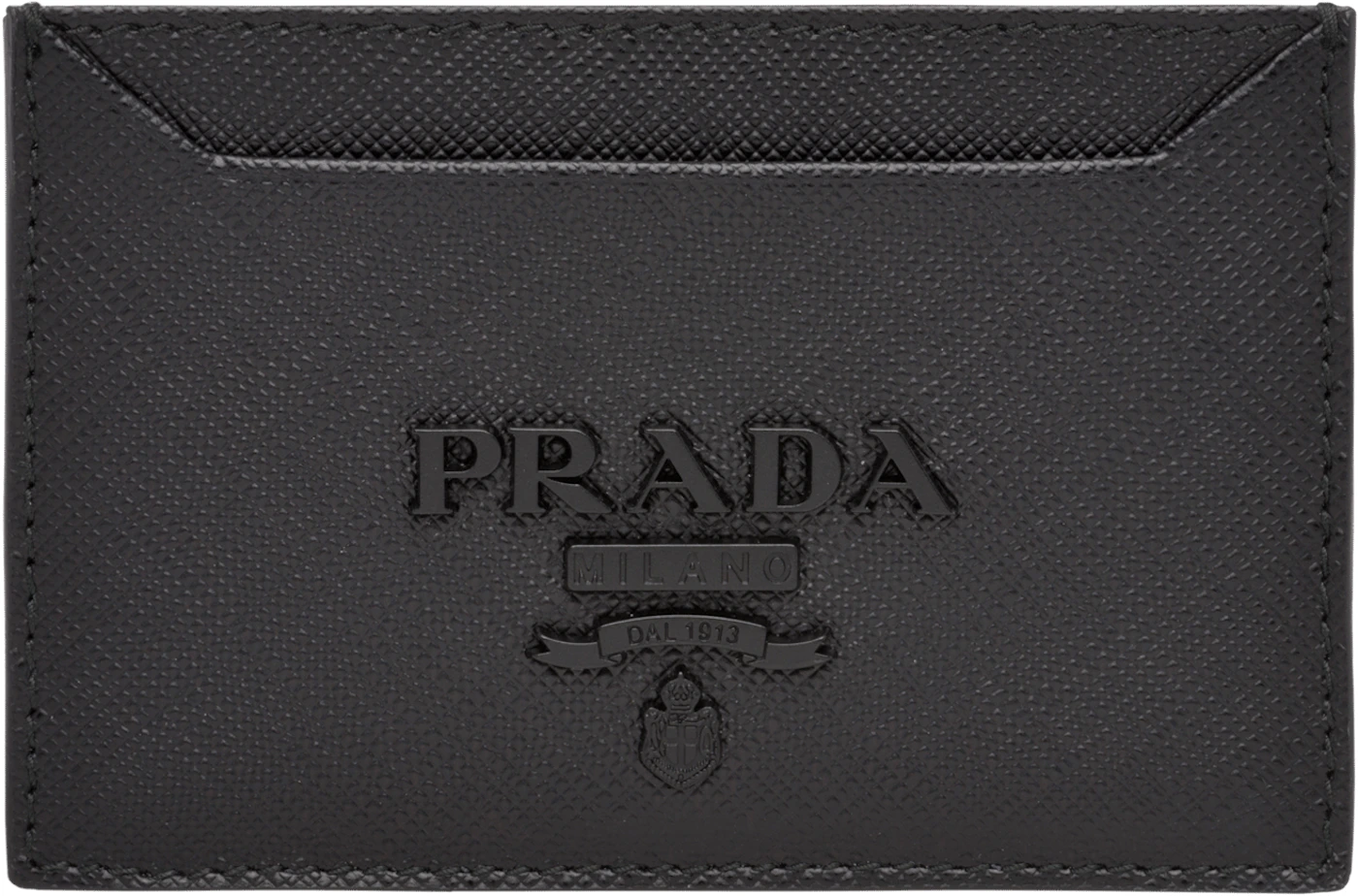 Prada Card Holder Saffiano Leather Black in Calfskin - US