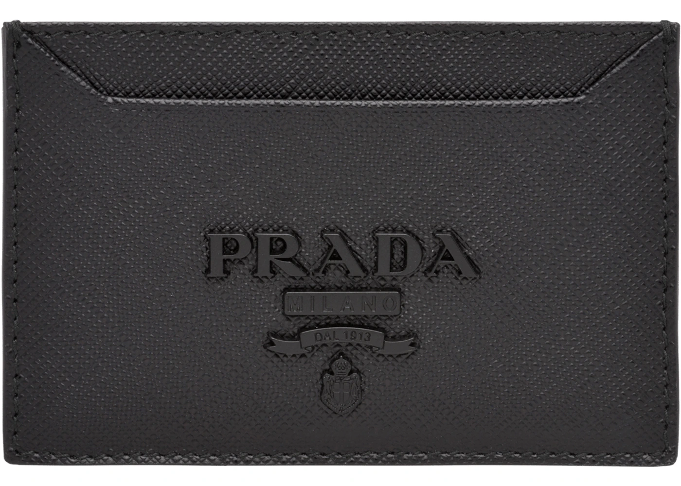 Prada Leather Badge Holder Saffiano NEW in Box
